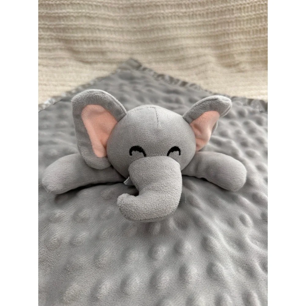 Pro Goleem Elephant Lovey Security Blanket 16x16 Gray Plush Stuffed Animal Toy‎